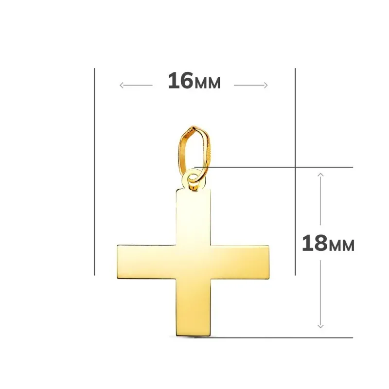 Cruz Griega Colgante en Oro de 18k con 18 mm. lisa brillo