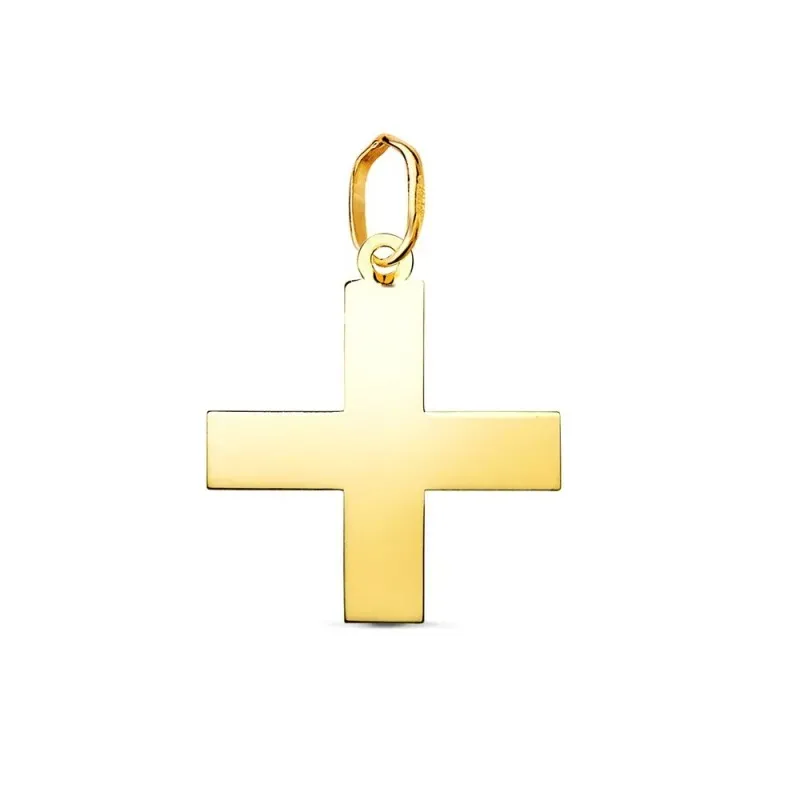 Cruz Griega Colgante en Oro de 18k con 18 mm. lisa brillo