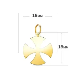 Cruz Templaria de Malta Colgante en Oro de 18k con 18 mm. lisa acabad