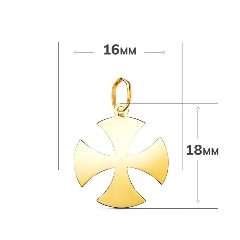 Cruz Templaria de Malta Colgante en Oro de 18k con 18 mm. lisa acabad