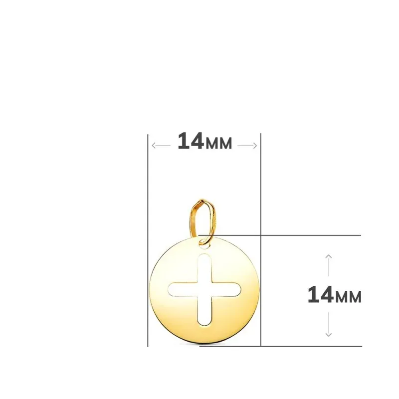 Cruz de la Vida Eterna Colgante en Oro de 18k con 14 mm. lisa