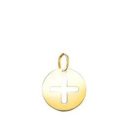 Cruz de la Vida Eterna Colgante en Oro de 18k con 14 mm. lisa
