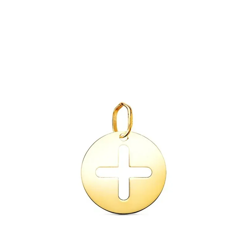 Cruz de la Vida Eterna Colgante en Oro de 18k con 14 mm. lisa