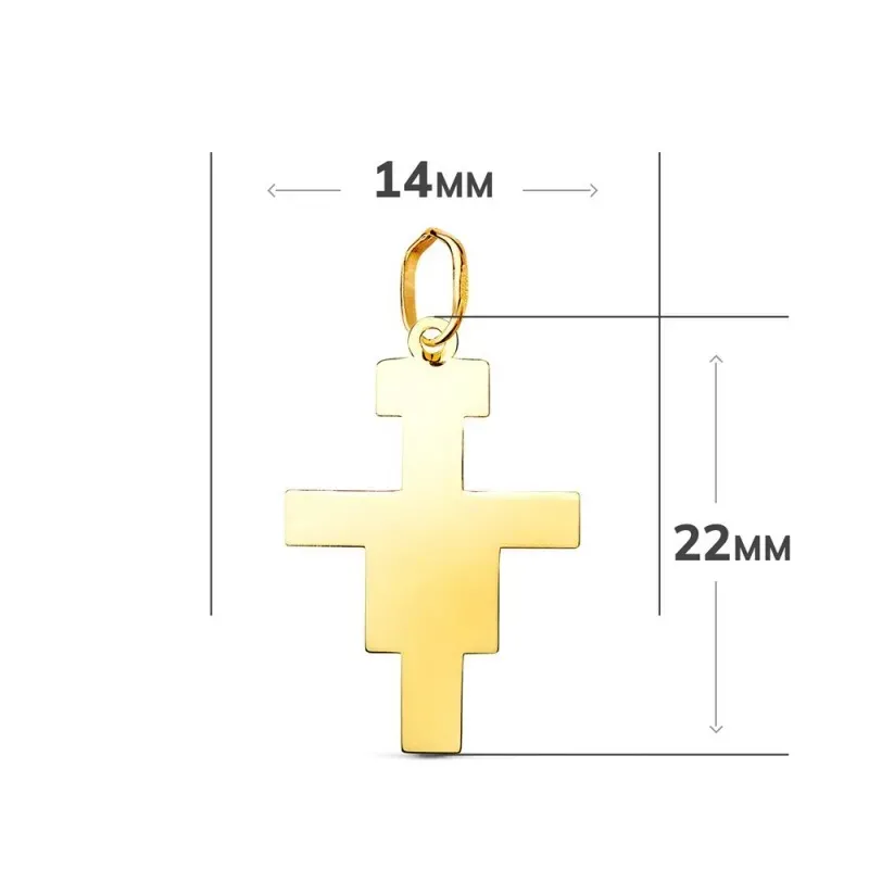 Cruz de San Damián en Oro de 18k con 22 mm. lisa acabada en brillo