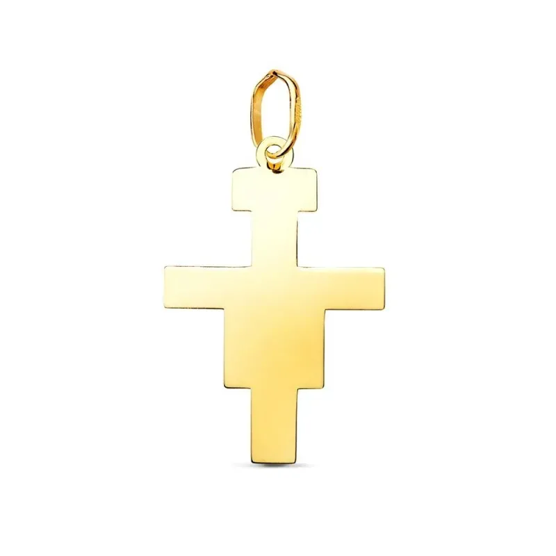 Cruz de San Damián en Oro de 18k con 22 mm. lisa acabada en brillo