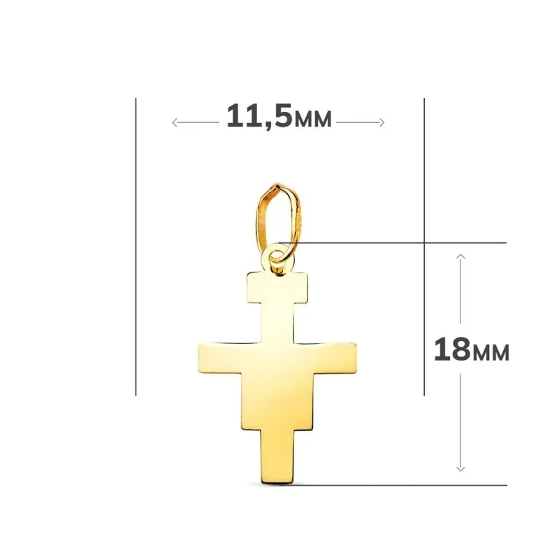 Cruz de San Damián en Oro de 18k con 18 mm. con brillo acabado en lis