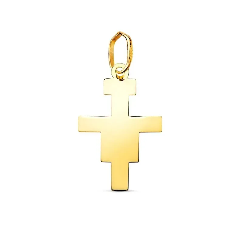 Cruz de San Damián en Oro de 18k con 18 mm. con brillo acabado en lis