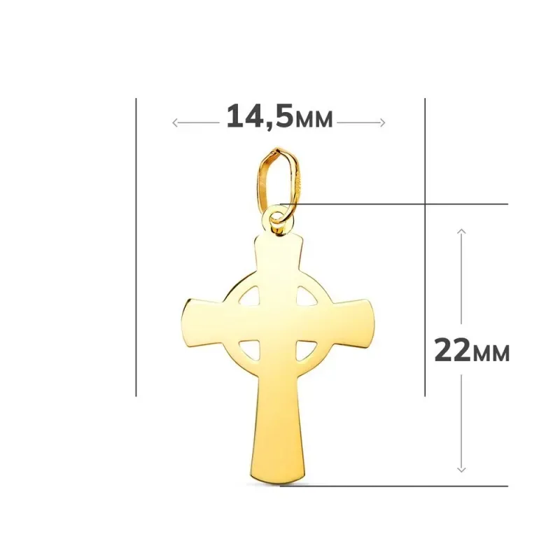 Cruz Celta Colgante en Oro de 18k con 22 mm. lisa brillo