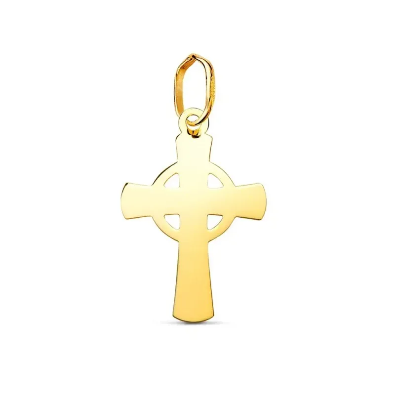 Cruz Celta Colgante en Oro de 18k con 18 mm. lisa acabada en brillo