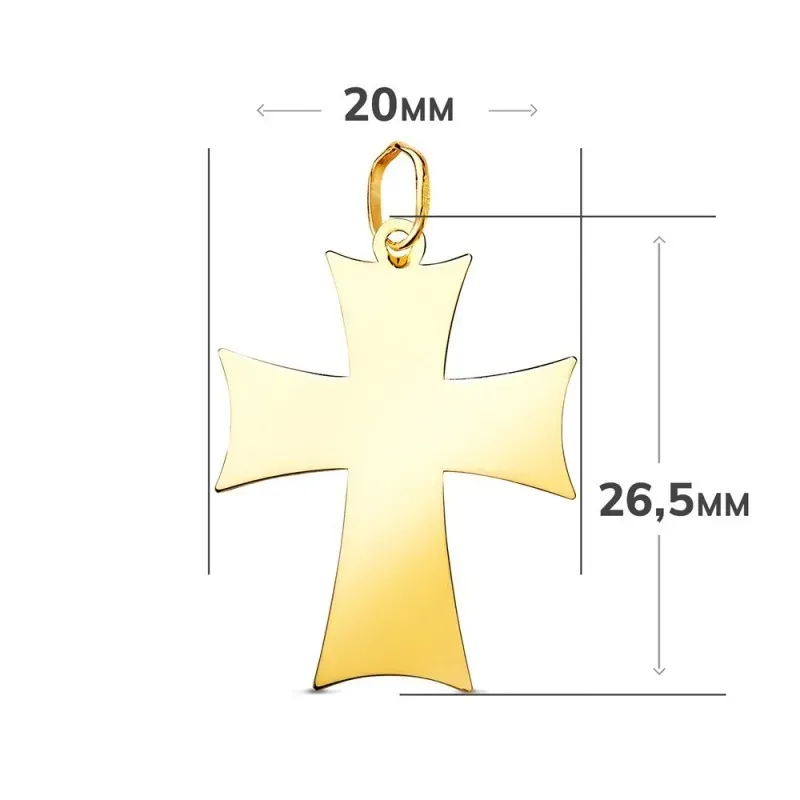 Cruz Colgante en Oro de 18k con 26.5 mm. acabada en punta lisa