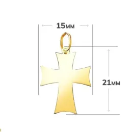Cruz Colgante en Oro de 18k de 21 mm. lisa acabada en punta