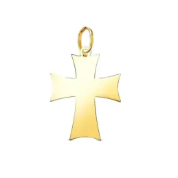Cruz Colgante en Oro de 18k de 21 mm. lisa acabada en punta