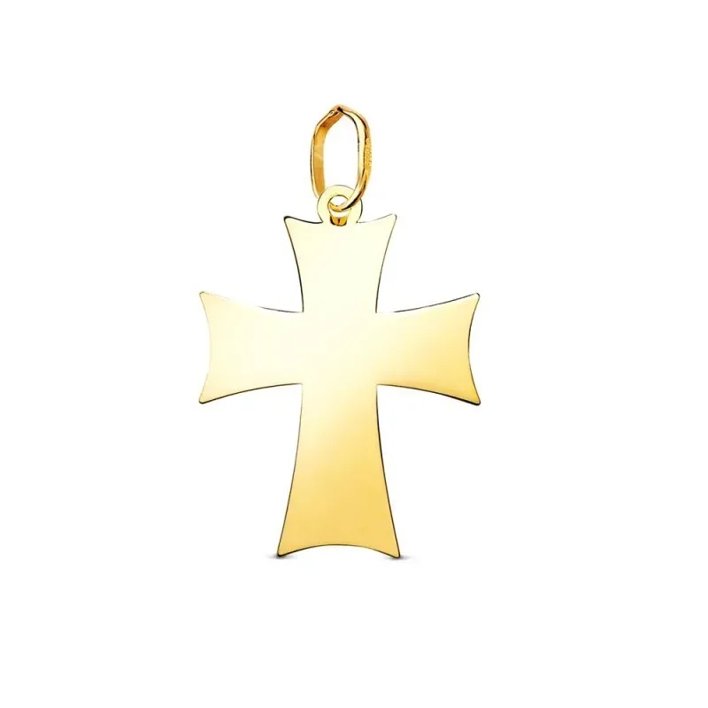 Cruz Colgante en Oro de 18k de 21 mm. lisa acabada en punta