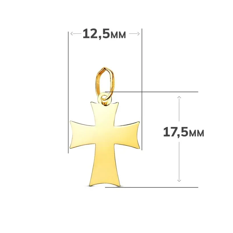 Cruz Colgante en Oro de 18k de 17.5 mm. lisa acabada en punta