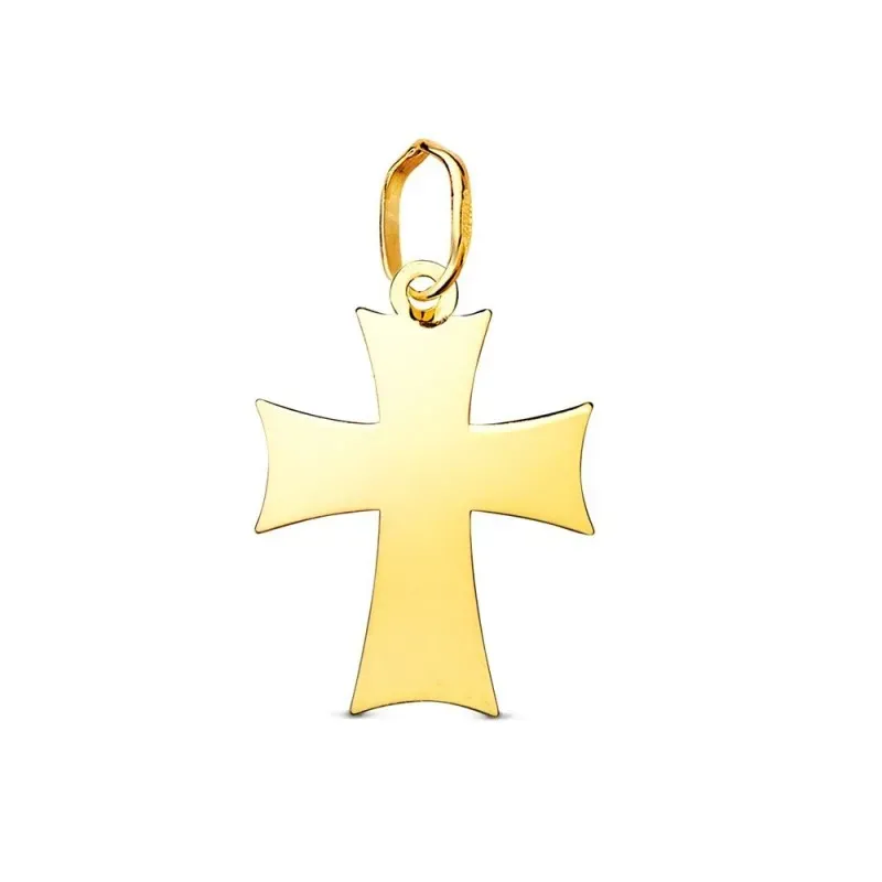 Cruz Colgante en Oro de 18k de 17.5 mm. lisa acabada en punta