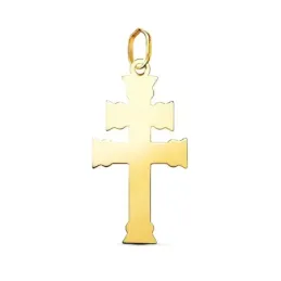 Cruz de Caravaca Colgante Amuleto en Oro de 18k con 27 mm. acabada en