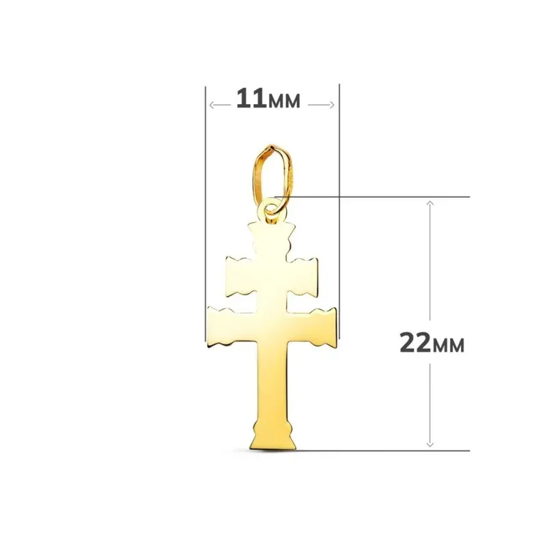 Cruz de Caravaca Amuleto Colgante en Oro de 18k con 22 mm. acabada en