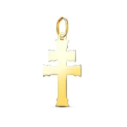 Cruz de Caravaca Amuleto Colgante en Oro de 18k con 22 mm. acabada en