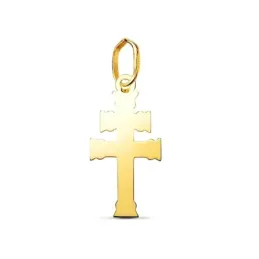 Cruz de Caravaca Colgante Amuleto en Oro de 18k con 18 mm. lisa acaba
