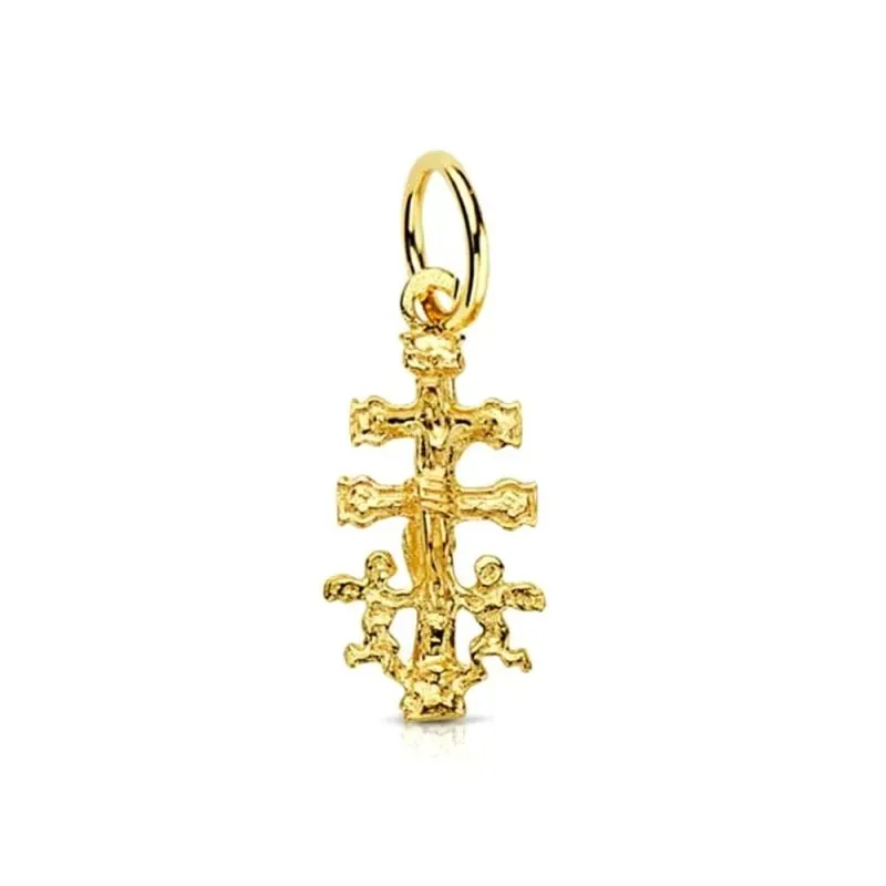Cruz de Caravaca Colgante Amuleto en Oro de 18k con 17 mm.