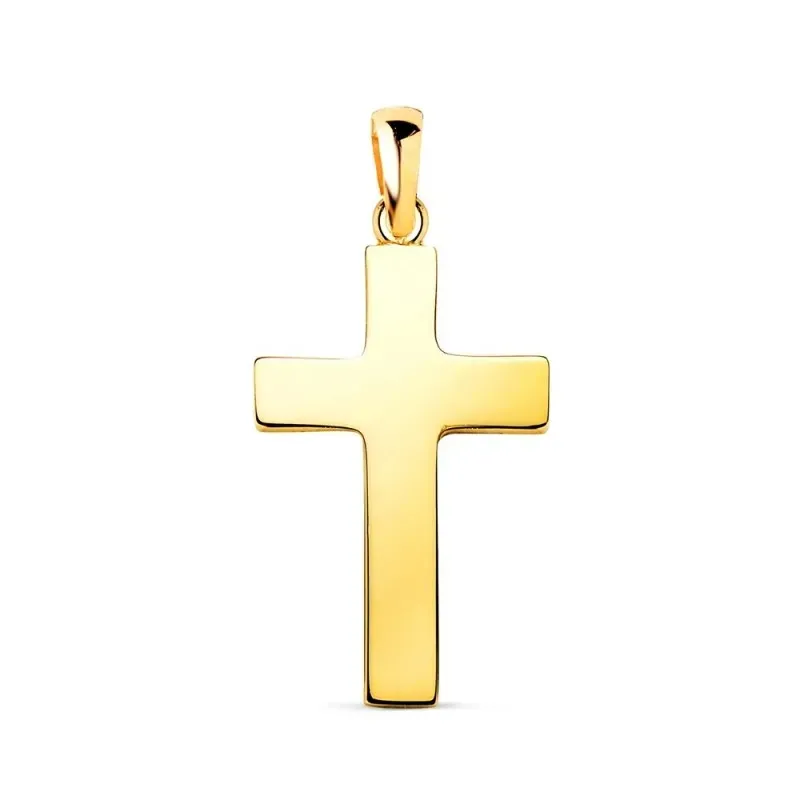 Cruz Colgante en Oro de 18k con 23 mm. hueca palo rectangular 1.5 mm.