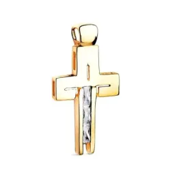 Cruz Colgante en Oro de 18k con 27 mm. circonitas baguette combinada