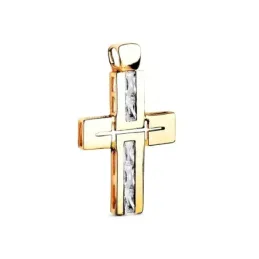 Cruz Colgante en Oro de 18k con 29 mm. circonitas baguette