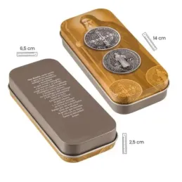 Medalla de San Benito Llavero metálico de 8.5 cm. y medalla de 3 cm.