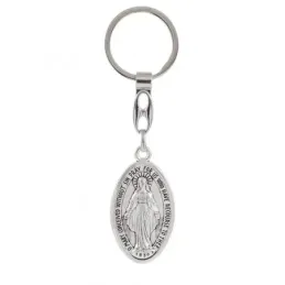 Medalla Virgen Milagrosa Llavero metálico de 4.5 cm. y 2.5 cm. de anc