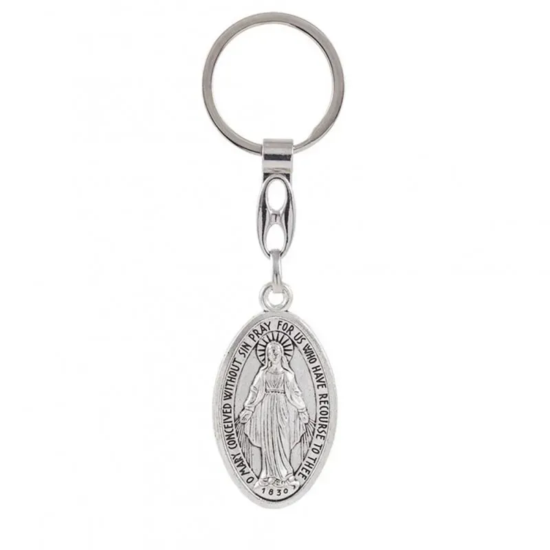 Medalla Virgen Milagrosa Llavero metálico de 4.5 cm. y 2.5 cm. de anc
