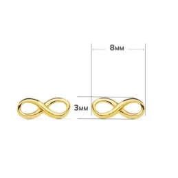 Pendientes oro 18k símbolo infinito 8mm. liso calado cierre tornillo