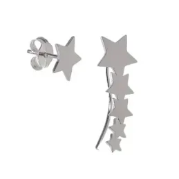 Pendientes plata Ley 925m estrellas lisas cierre presión 9mm. cierre trepador 23mm. [AC1201]
