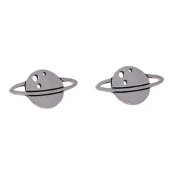 Pendientes plata Ley 925m. mujer motivo planeta Saturno 7mm. anillo 13mm. cierre presión