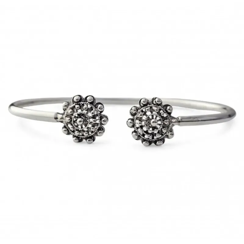 Pulsera plata Ley 925m rígida motivos charros mujer [AC1202]