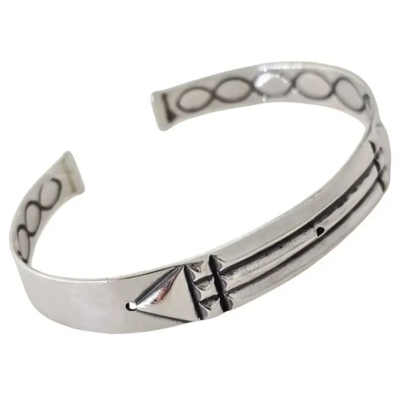 Pulsera plata Ley 925m brazalete diámetro 55mm. Atlante abierta mujer