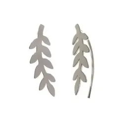 Pendientes plata Ley 925m largos 19mm. trepadores hoja [AB6192]