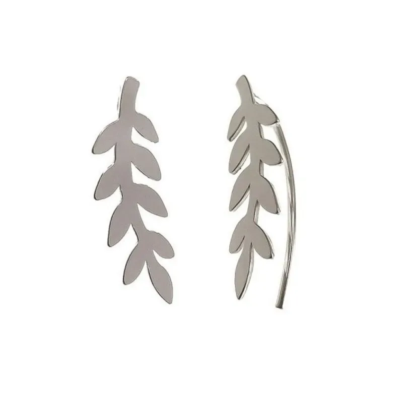 Pendientes plata Ley 925m largos 19mm. trepadores hoja [AB6192]