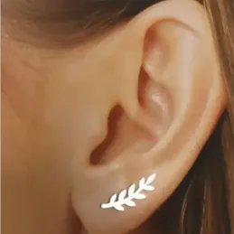 Pendientes plata Ley 925m largos 19mm. trepadores hoja [AB6192]