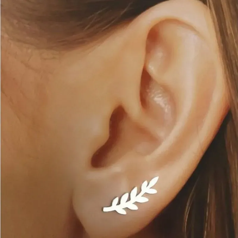Pendientes plata Ley 925m largos 19mm. trepadores hoja [AB6192]