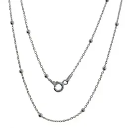 Cadena plata Ley 925m combinada 45cm. bolas cierre reasa mujer [AC1165]