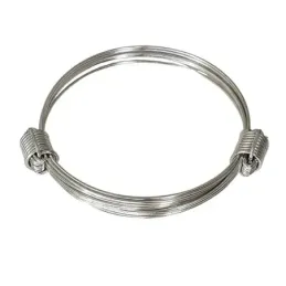 Pulsera plata Ley 925m rígida brazalete mujer extensible hilos nudos detelle laterales