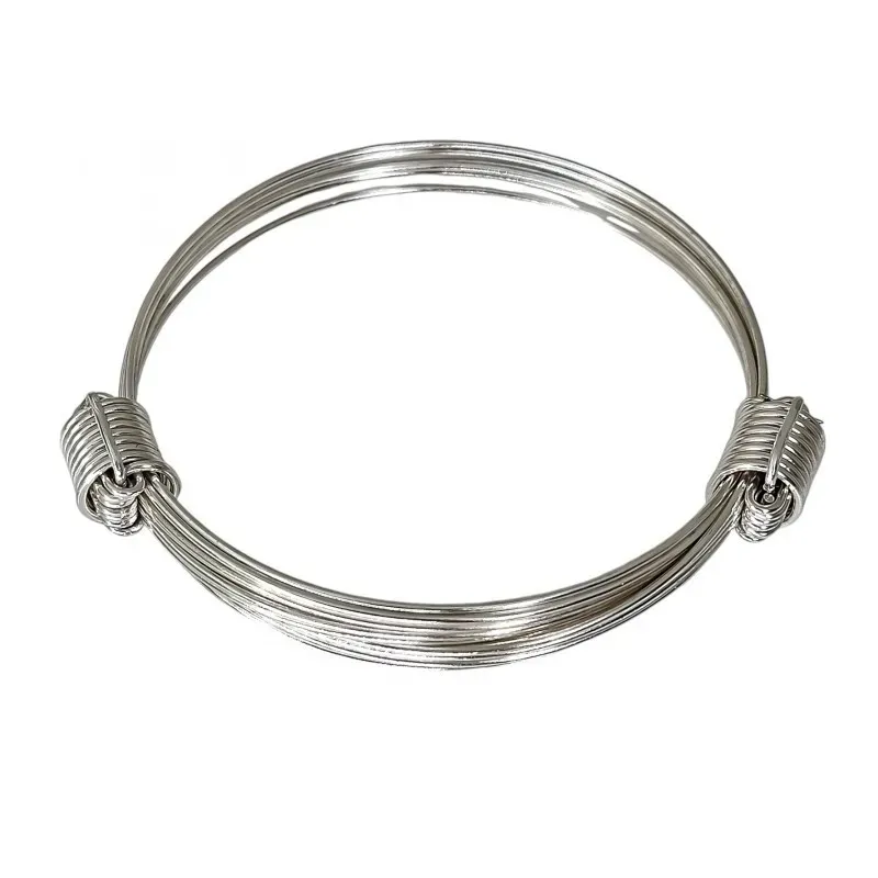 Pulsera plata Ley 925m rígida brazalete mujer extensible hilos nudos detelle laterales