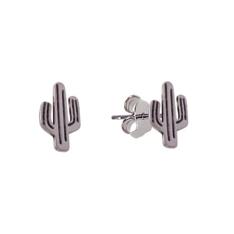 Pendientes plata Ley 925m 12mm. cactus [AB6191]