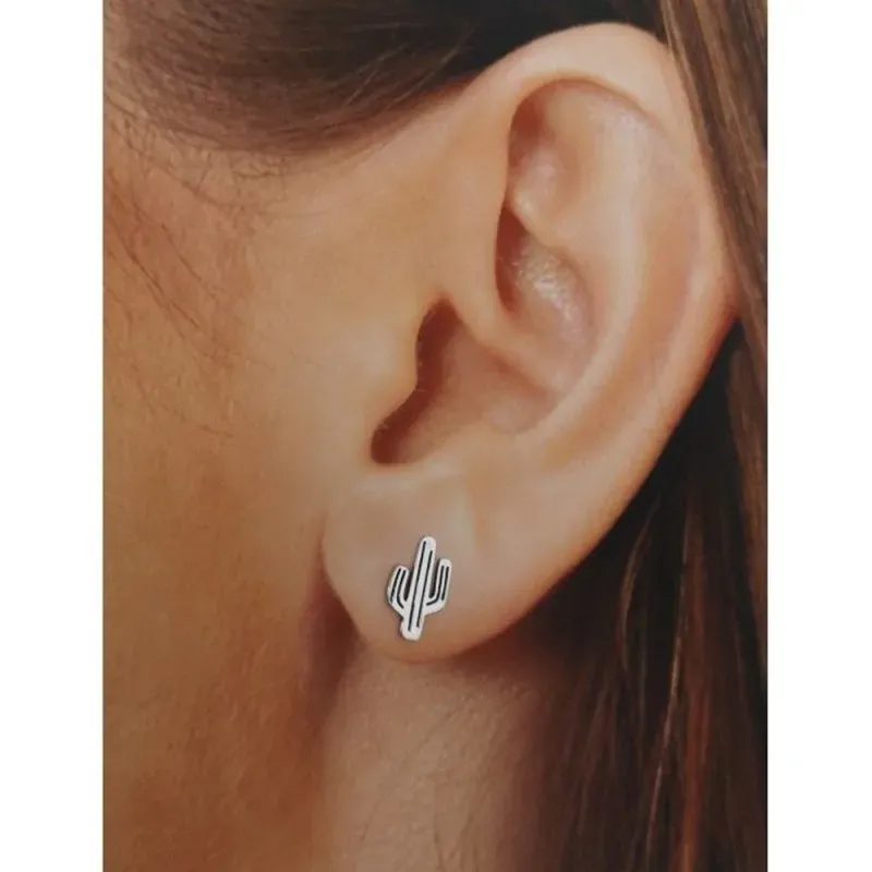 Pendientes plata Ley 925m 12mm. cactus [AB6191]