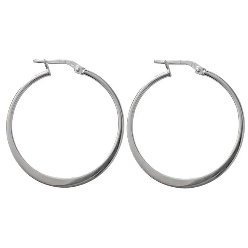 Pendientes plata Ley 925m aros 32mm. lisos planos