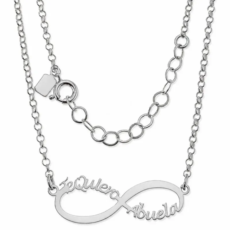 Gargantilla plata Ley 925m rolo 42cm. infinito TE QUIERO ABUELA 3.5cm. mujer [AC1185]