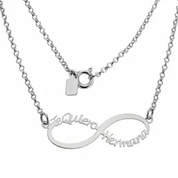 Gargantilla plata Ley 925m rolo 42cm. infinito TE QUIERO HERMANA 3.5cm. mujer [AC1187]