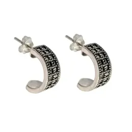 Pendientes aros plata Ley 925m piedras marquesitas 15mm. [AC0650]