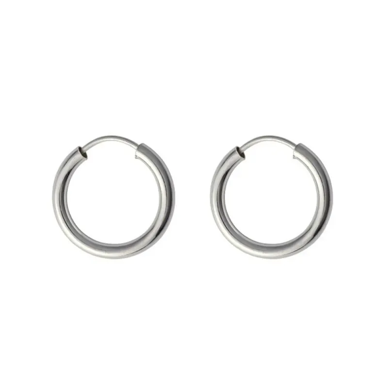 Pendientes aros plata Ley 925m lisos 15mm. diámetro interior [AC0344]