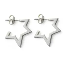 Pendientes plata Ley 925m 20mm. lisos estrella planos cierre presión